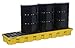 Justrite 28630 EcoPolyBlend 75 Gallon Sump Capacity, 97" x 25" x 9" (LXWXH) Yellow 4 Drum In-Line Pallet