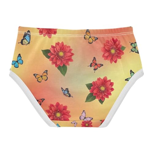 Toddler Girl Briefs, Flowers Butterflies Gradient Cotton Underwear for Girls, 2T–8 Years2