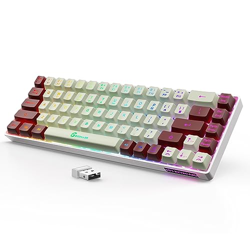 GEODMAER 65% Wireless Gaming Keyboard: LED Backlit, 68 Keys...