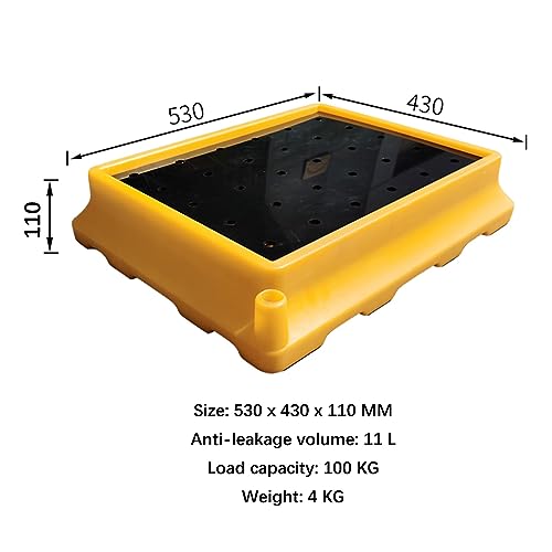 Palette de confinement de déversement en polyéthylène avec grille amovible