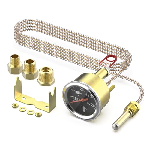 7-123 Water Temperature Gauge 50-140C/130-280F Coolant Temp Gauge Kit Mechanical Universal Fit for Automotive Car Truck Motorcycle and Marine Engines