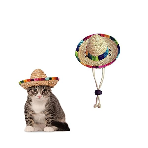 Awocan pet straw hat funny mexican sombrero cap party decorations for birthday for small pets/puppy/cat