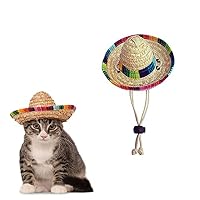 Sombreros messicani per adulti, confezione da 3 sombrero in paglia arancione con pon pon, accessorio per travestimento da Cinco de Mayo