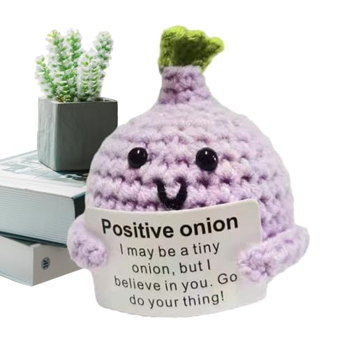 Gehäkeltes positives Gemüse – Plüschtier zur emotionalen Unterstützung, niedliche Cartoon-Puppe mit Haltekarte, Kaninchen-Zwiebel-Blaubeere, weiches Polyestermaterial, Heimstudio-Dekoration für Geburt