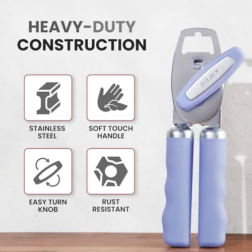 Image of Zulay Kitchen Manual Can Opener Heavy Duty Patented Stainless Steel, Mist