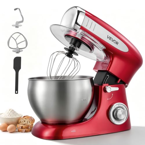 Image of VEVOR 7.4 Qt Tilt Head Stand Mixer 500W Electric Dough Mixer, 6 Speeds with Pulse Food Kitchen Mixer with Stainless Steel Bowl, Splash Guard, Dough Hook, Whisk, Beater, for Baking Mixing