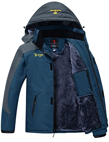 Rdruko Men's Winter Coat Waterproof Insulated Ski Snowboard Hiking Fleece Jacket Hooded(Denim Blue, Us Xxl) #TOP3