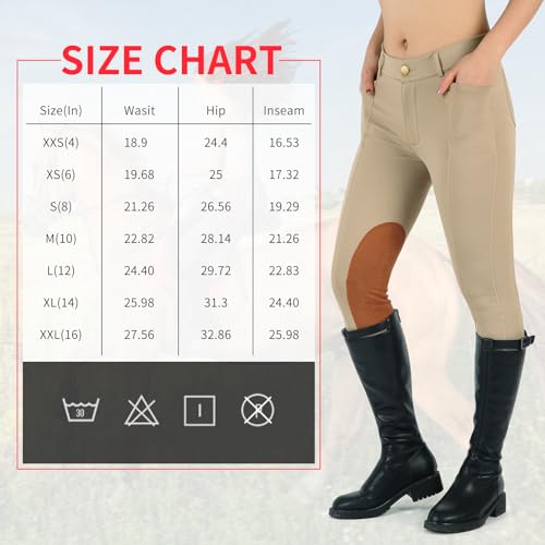 Beroy Kids Horse Riding Knee-Patches Pants Girls Equestrian Front-Zip Breeches Legging With Pockets thumb #5