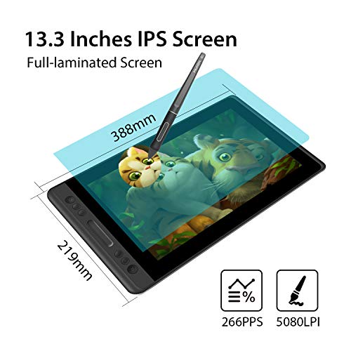 HUION Drawing Tablet Kamvas Pro 13 Pen Display Digital Monitor Tilt eco-Friendly Battery-Free Stylus 8192 Pen Pressure 120% sRGB 13.3 inch with Stand by HUION - Image 5