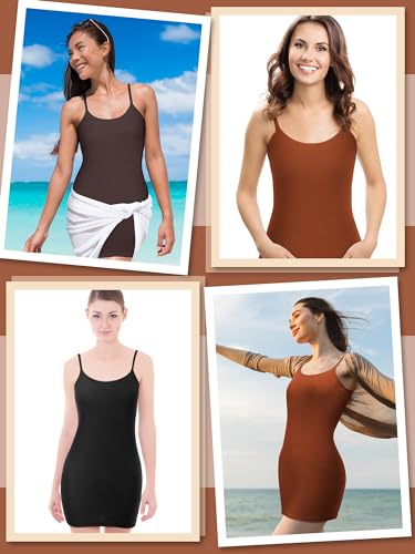 Image of WILLBOND 3 Pieces Women Basic Long Tanks Adjustable Spaghetti Strap Camisole Top