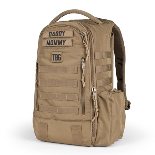 Image of Tactical Baby Gear Daypack Tactical Diaper Bag Backpack for Dads - MOLLE compatible, Built-in Changing Mat, Stroller Straps (Coyote Brown 4th Gen)