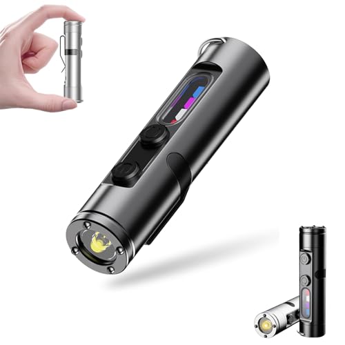 Mini - The Ultimate Everyday Micro Tool, Fingertip Sized Rechargeable Led Magnetic Super Bright Tactical High Lumens Flash with Hat Clip with Hat Clip, Waterproof, 3 Brightness (Black)