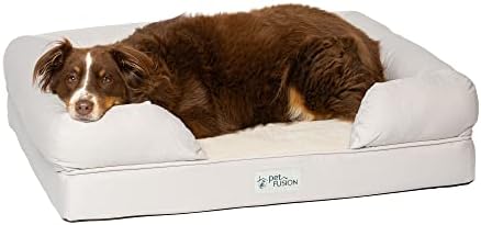 PetFusion Large Dog w/Solid 10 cm Memory Foam, Waterproof liner, YKK premium zippers. Breathable cotton blend, removable & easy to clean. (Replacement covers & blankets also avail), Slate Grey