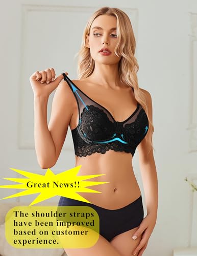 Women's Underwire Bra Lace Full Coverage Push Up T-Shirt Bralette2
