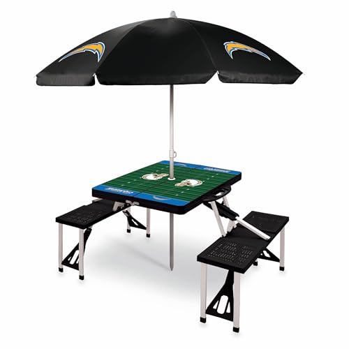 PICNIC TIME NFL Portable Soft Top Travel Table Black