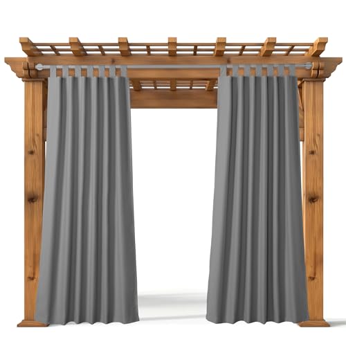 JEMIDI Cortina de Exterior Impermeable - 1x Toldo Gris de Poliéster de 130 x 210 cm - 1x Toldos Cortinas Impermeables de Exteriores para Terraza Porche Pergolas Balcon o Cenador