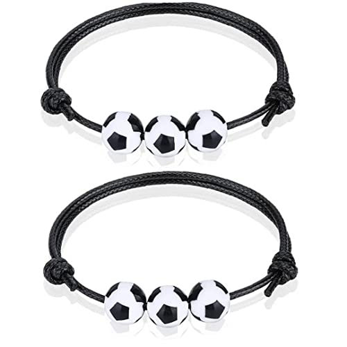 Lipfer Braccialetti Calcio 2 Pezzi di Calcio di Calcio per Perle di Calcio per Perle di Calcio Accessori Sport Sport Regolabili Bracciale per Adolescenti per Adolescenti Regali della Squadra Adulti