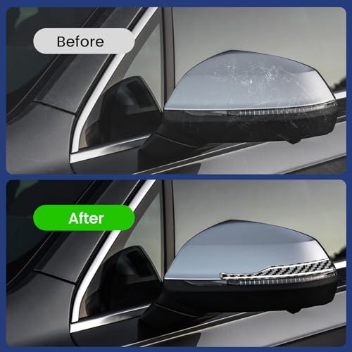 BUOKSLLY 2 PCS Aufkleber Stoßstange für Rückspiegel, 12x1.8cm, Carbon-Faser Aufkleber für Autospiegel, Stoßstange Türschutz, Universell Anwendbare Rückspiegel Streifen Abdeckung