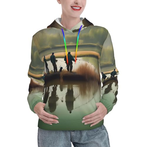 Sweat à capuche imprimé pêcheurs pull ajusté EdWal femme