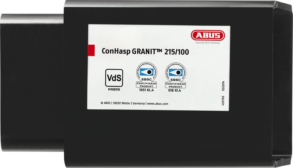 ABUS 45089 ConHASP Barre de porte pour conteneurs sans cadenas Noir
