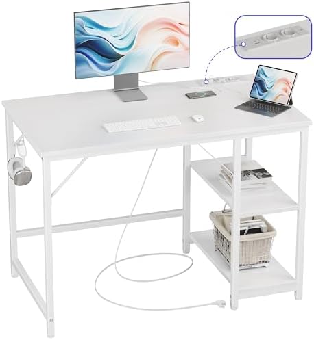 JOISCOPE Scrivania per Computer PC con Porta di Ricarica USB e Type-C, Scrivania Gaming con Ganci e Ripiani, Scrivania PC Minimalista, Scrivanie Moderne per Ufficio e Studio,100x50x75cm, Nero