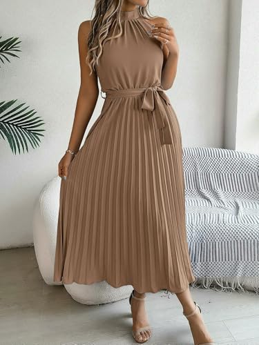 Robe col montant sans manches fluide et chic coupe droite chic - 4