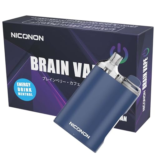 NICONON BRAIN VAPE ベイプ 電子タバコ シーシャ フレーバー 使用可能 使い捨て 持ち運び vape 約8000回使用可能 カフェイン、ブレインベリー配合 ゲーミング電子タバコ ニコチンレス (エナジードリンクメンソール風味)