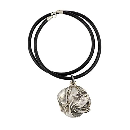 Dog de Bordeaux, Bordeaux Mastiff, fransk mastiff, bordeauxdog, silver kännetecken 925, halsband, konsthund
