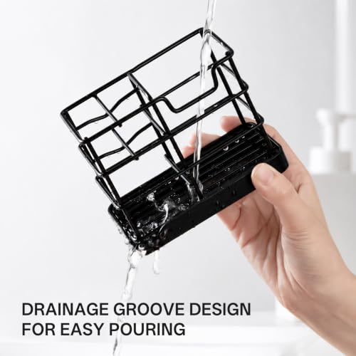 HBlife-Toothbrush-Holders-for-Bathrooms-Black-Small-Stainless-Steel-Bathroom-Toothbrush-Holder-with-Tray-Bathroom-Accessories-and-Apartment-Essentials