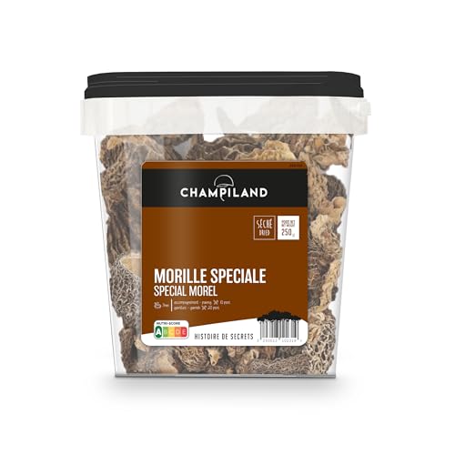CHAMPILAND - Morille Séchée - Champignons Sauvages Sélectionnés - Triés à la Main dans le Sud-Ouest de la France - Saveur Exceptionnelle - Riche en Protéines (Morille Spéciale - 250 g)