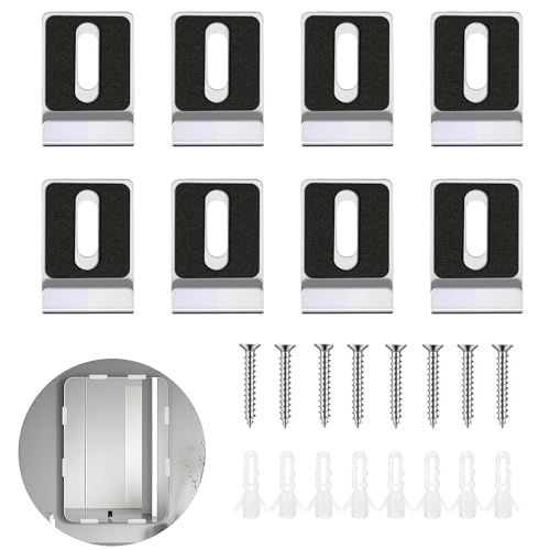 Image of 8PCS-Metal Mirror Holder Clips J Type Stainless Steel Wall Mounting Hardware Heavy Duty Hangers Retainer Clips with Screws for Frameless Mirror Billboard Displays Wall Tile Hooks