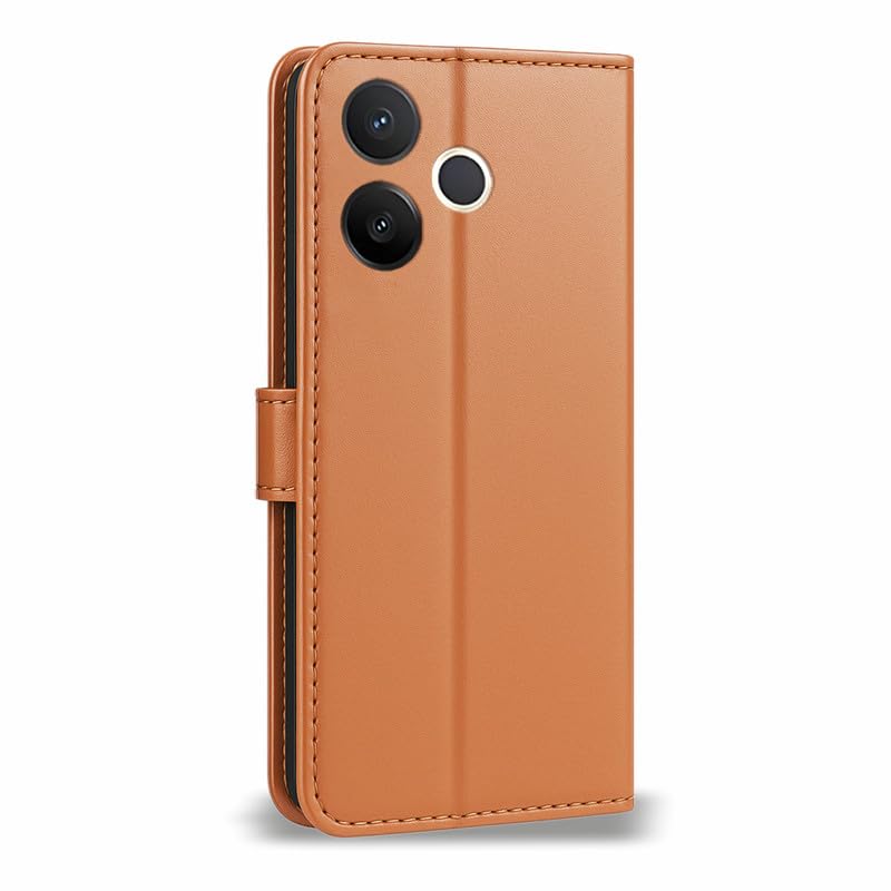 Image of AIBEX Compatible for Compatible for Vivo Y39 5G Flip Cover Leather Finish with Magnatic Closure | Inside TPU with Card Pockets | Wallet Stand | Complete Protection Flip Case -Brown