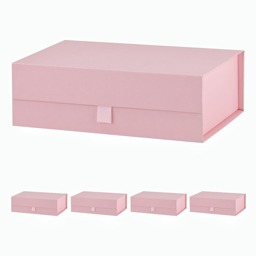 PLINJOY 5 Pcs Pink Gift Box for Presents 10.8x7.5x3.5 Inches Magnetic Gift Boxes with Lid Luxury Gift Box for Rectangle Collapsible for Bridesmaid, Wedding, Birthday Gift Packging โ image 1