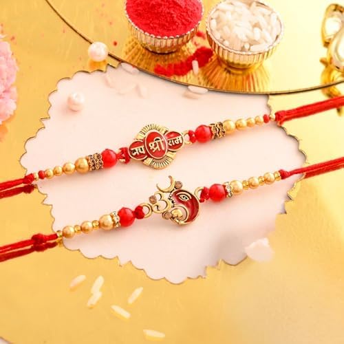 Image of CraftVatika Rakhi with Magnet Gift Combo for Brother Om Ganesha Rakhi for Bhaiya Men Boys Couple Set of 2 for Brother, with Gift Fridge Magnet for Fridge Door Decor