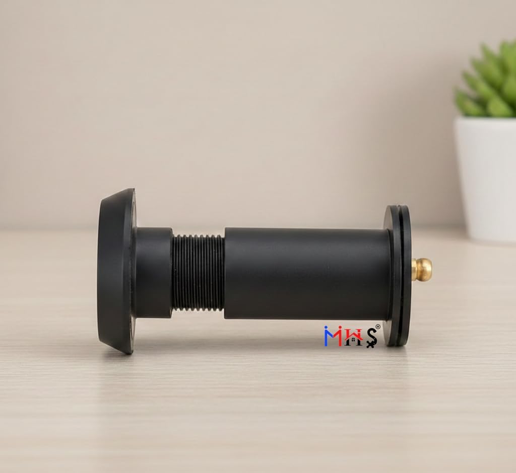 MHS Brass Main Door Eye Viewer with Flap, 180° Wide Angle Optical Lens, Suitable for 35–60mm Doors, Heavy Duty Door Peephole, Make in india (Black, Pack of 1)