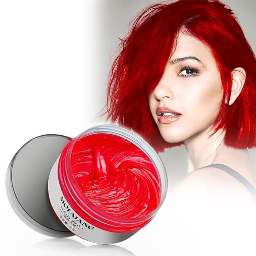 Tinte temporal para el cabello, color plateado, gris, morado, rojo, azul, peinado natural, color crema para hombres, mujeres, niños, fiesta, cosplay, cita, Halloween (7,05 oz, rojo)
