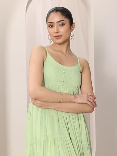 Image of Libas Womens Solid Cotton Fit and Flare Dress for Women