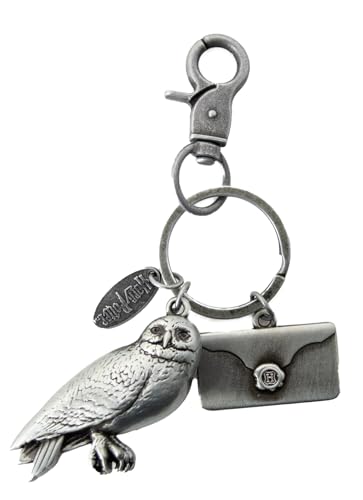 Image of GWCC Licensed Harry Potter House Spinner Keyrings, Platform 9 3/4 and Hedwig Spinner Keychain, Harree Birthday and Hedwig Keyrings, 8 Styles (Hedwig)