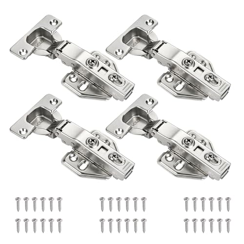 Image of VOLO 4 Pieces (2 Sets) European Style Soft Close Concealed Cabinet Hinges with Screws | Clip On 0 Crank Full Overlay Hinges for Kitchen Cabinets and Wardrobes | Mild Steel