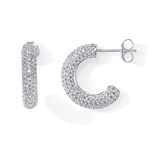 Image of PAVOI 14K Gold Plated Cubic Zirconia Chunky Hoop Earrings for Women