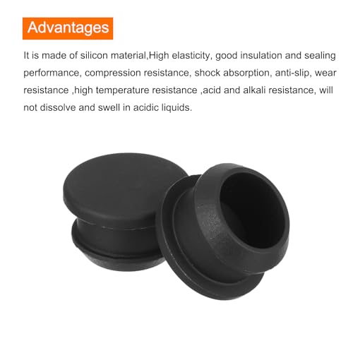 Image of MECCANIXITY Silicone Snap in Locking Hole Plugs,Rubber Panel Seal Cover Flush Type Panel Round for Kitchen Rubber Bulkheads Waterproof Sealing Plugs 18mm /0.71 Inch Diameter Black,Pack of 4