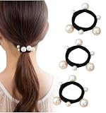 [Herbeluemily] ヘアゴム ヘアアクセサリー パール 3個セット 黒ゴム ジャージヘアゴム ソフトヘアゴム 韓国風 HM-0045-R02