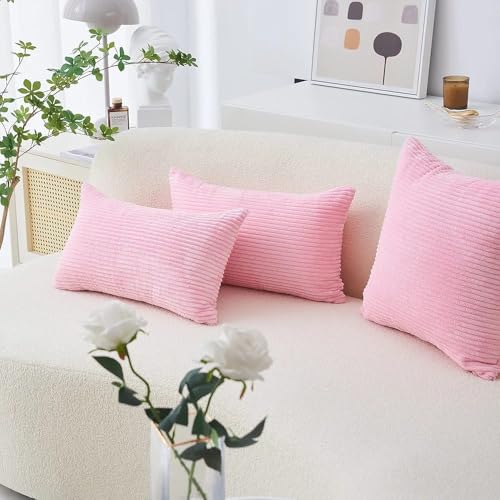 Image of Guffaw Corduroy Rectangular Cushion Covers, Size 12x18, Pack of 2, Multiple Colors (3, Pink(Peach))