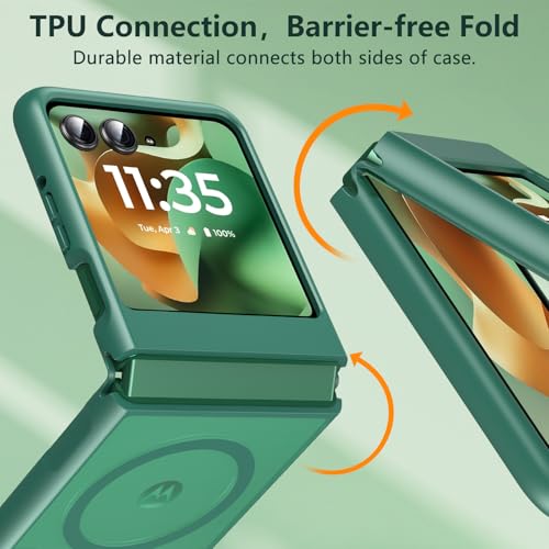 Magnetic for Motorola Razr Plus 2026/2025/2024 Case, Moto Razr Plus Case 2026/2025/2024, Compatible with MagSafe, Military Grade Protection Rugged Shockproof Slim Protective Phone Case(Green) by Hensinple - Used condition - Image 4