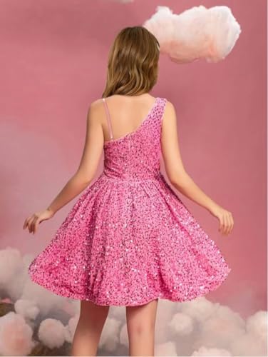 Sequin Girl Dress Sleeveless Homecoming Dress Prom Party Formal Graduations Tween Girls Dress One Shoulder4