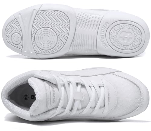 TUOTOM Girls White High Top Cheerleading Shoes Lightweight Youth Cheer Sneakers Hip Hop Training Dance Tennis Shoes4