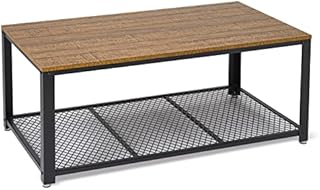 Meerveil Coffee Table, Industrial Design, 2-Tier Tea Table with Large Storage Space, Side Table with Metal Frame, Easy to Assemble, for Living Room, Bedroom, Office, 106 x 60 x 45 cm, Rustic Brown