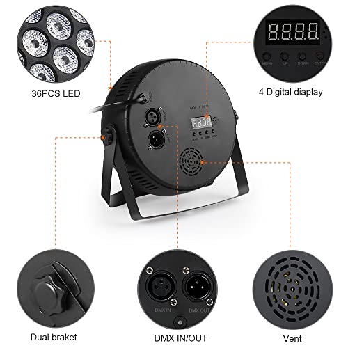 Led Stage Lights 2 Pack, Mosfiata Rgb 36 Led Par Lights Sound Activated Dmx Control, 7 Modes Lights With Remote Control Stage Lighting For Party, Events, Festival, Club #TOP4