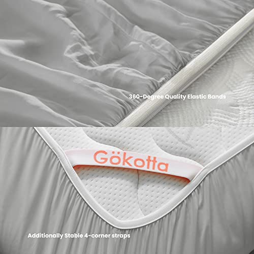 Gokotta Fitted Sheet Only - 16 Inch Pocket Bamboo Fitted Sheet, Super Soft And Cooling Bottom Sheet With 4 Elastic Corner Straps(Grey, California King) #TOP3