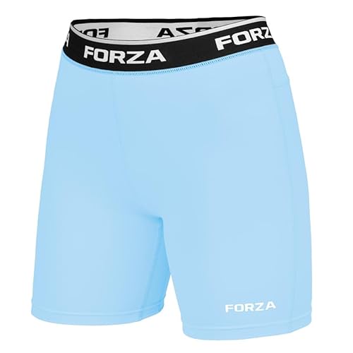 FORZA Junior Boys Base Layer Shorts – Compression Undershorts, 4‑Way Stretch – Multiple Colours (Light Blue, Age 11-12 (Junior))